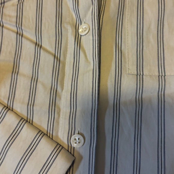 Zara cream long sleeve striped button up shirt tunic made in Europe NWT - Picture 3 of 9